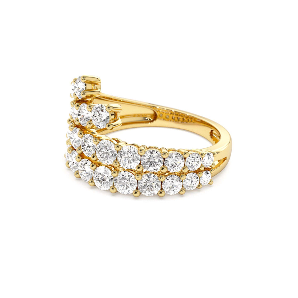 Wave Diamond Statement Ring in 14K Gold — view 2