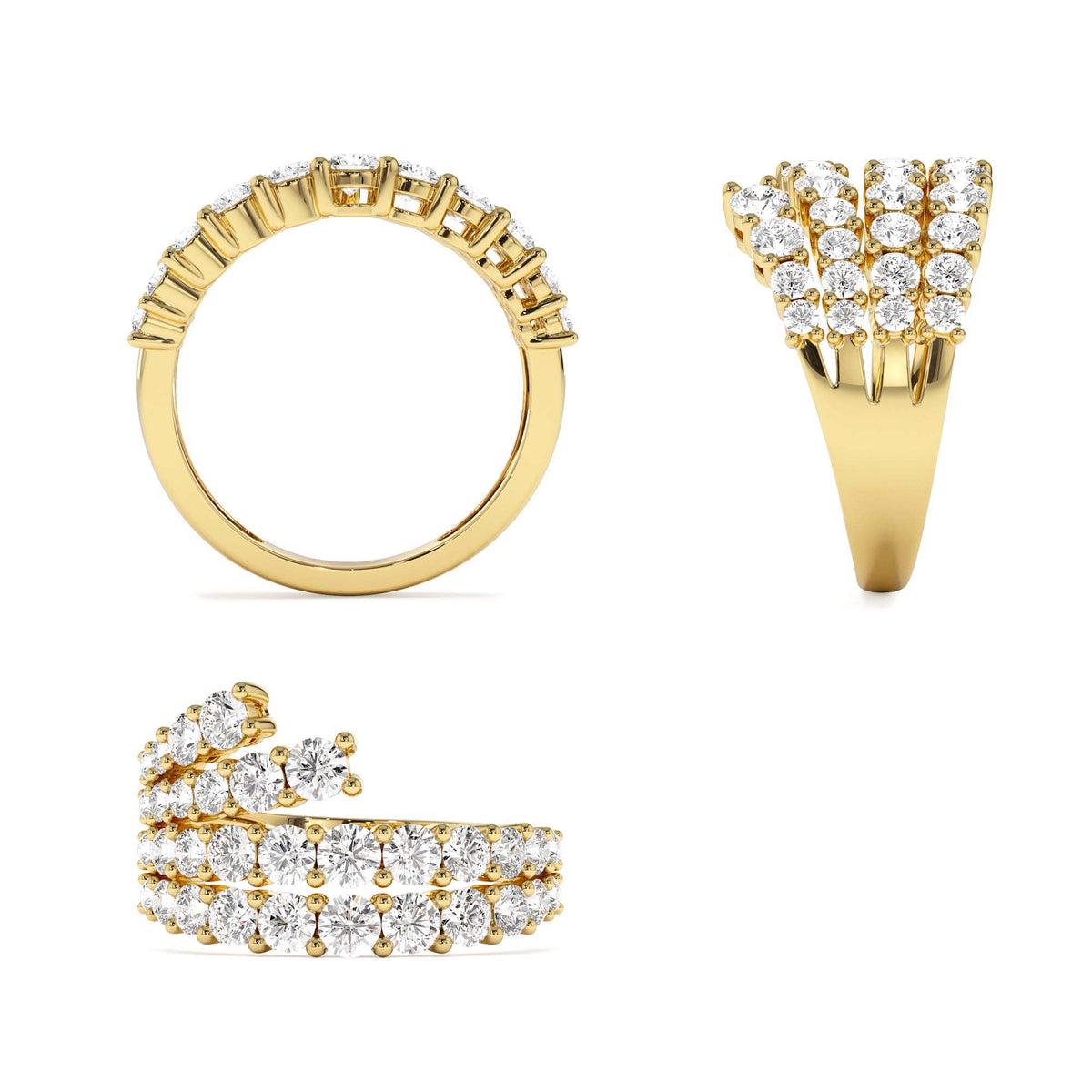Wave Diamond Statement Ring in 14K Gold — view 3