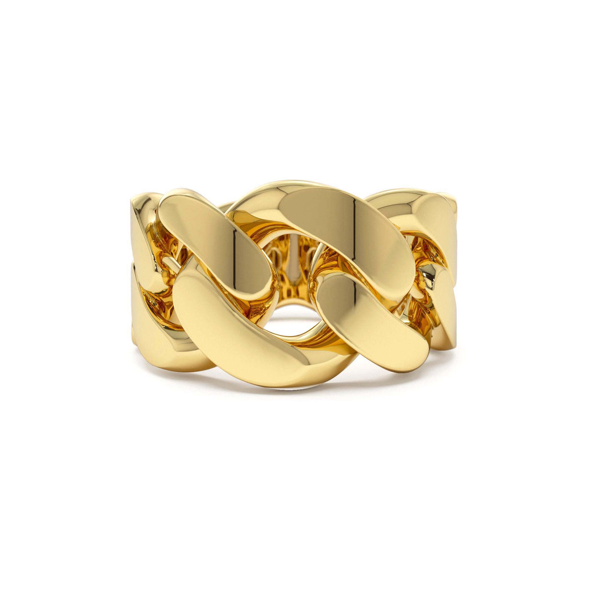 Chunky Cuban Curb Chain Link Ring in 14K Gold — view 1