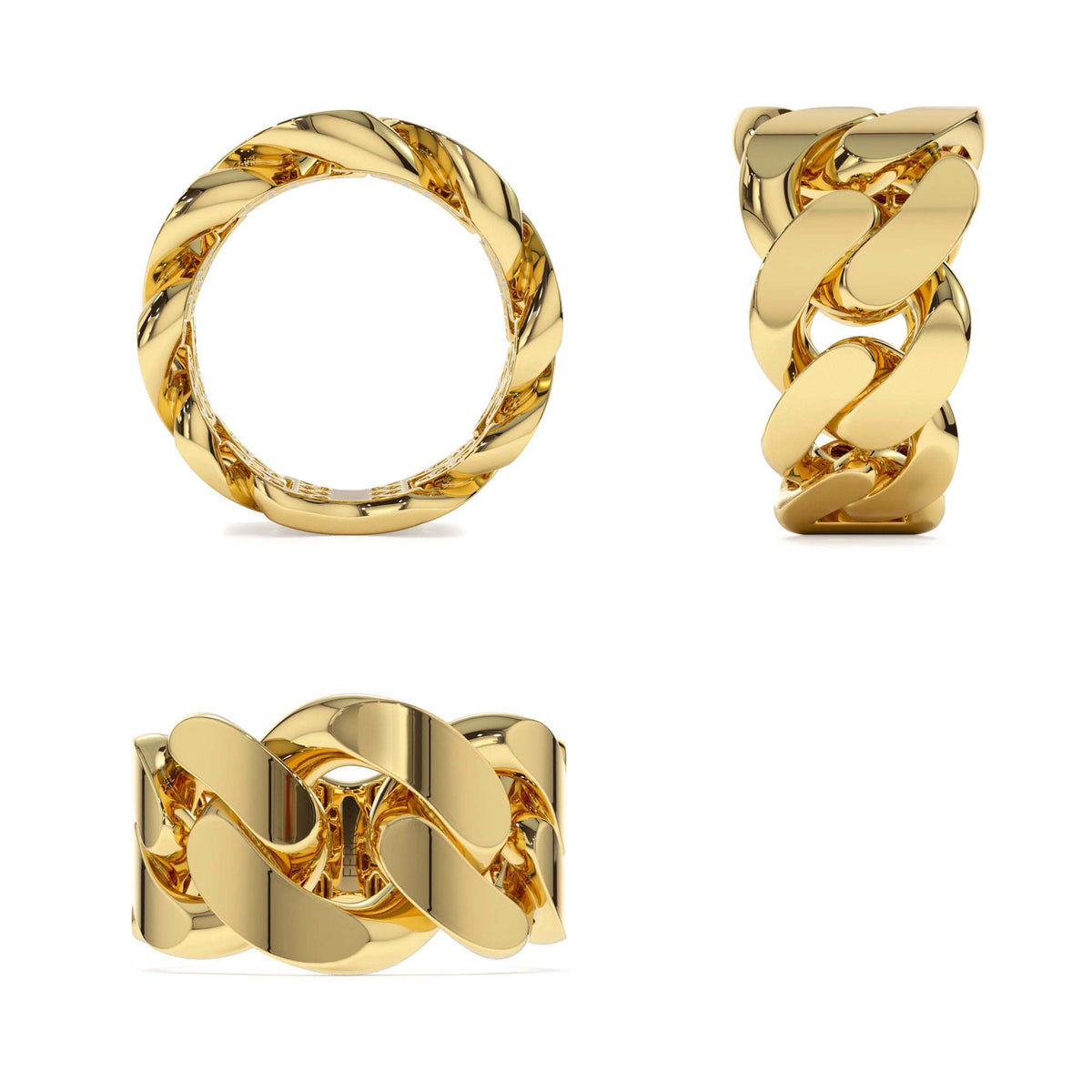 Chunky Cuban Curb Chain Link Ring in 14K Gold — view 3