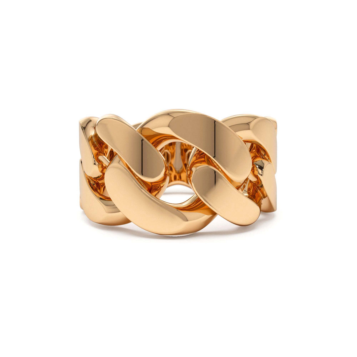 Chunky Cuban Curb Chain Link Ring in 14K Gold — view 5