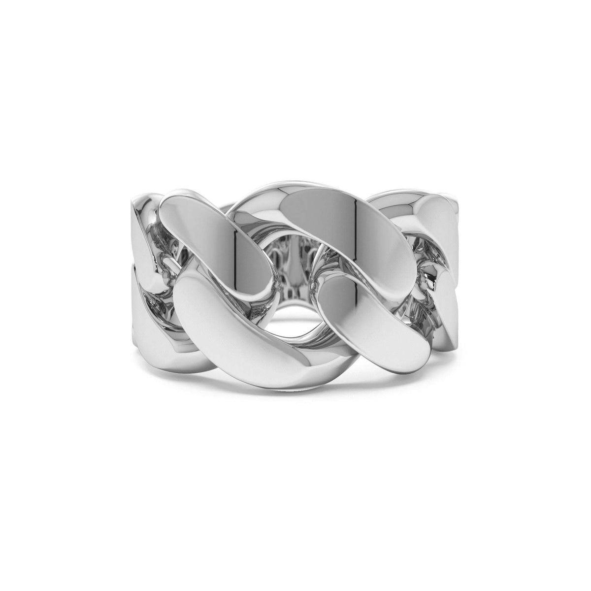 Chunky Cuban Curb Chain Link Ring in 14K Gold — view 4