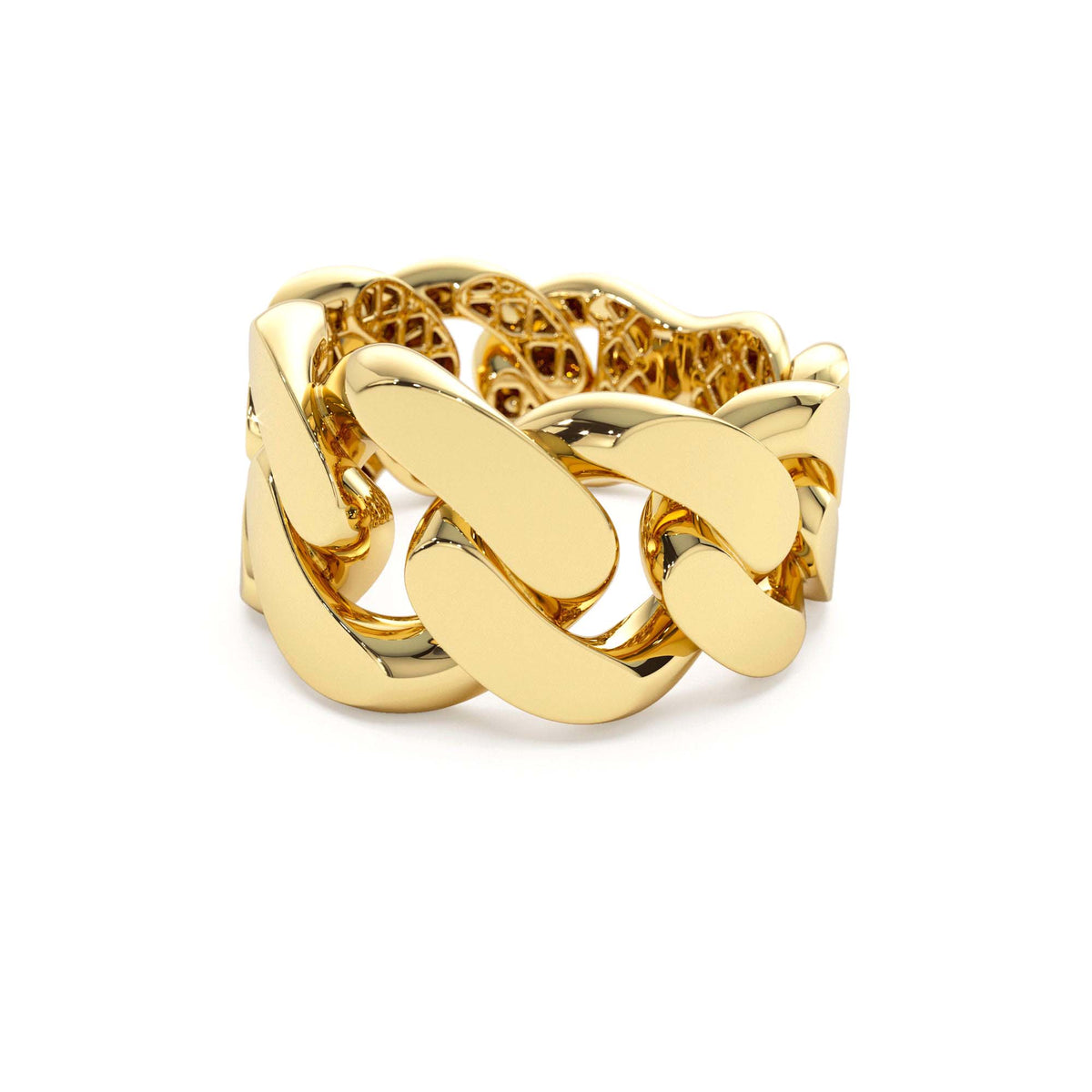 Chunky Cuban Curb Chain Link Ring in 14K Gold — view 2