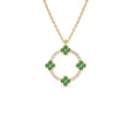 Diamond and Emerald Clover Necklace in 14K Gold — view 1