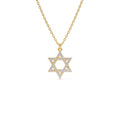 Star of David Round Diamond Necklace in 14K Gold — view 1