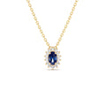Sapphire Necklace with Halo Diamonds Necklace in 14K Gold — view 1