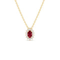Ruby Necklace with Halo Diamonds in 14K Gold — view 1