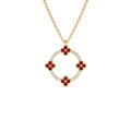 Diamond and Ruby Clover Necklace in 14K Gold — view 1