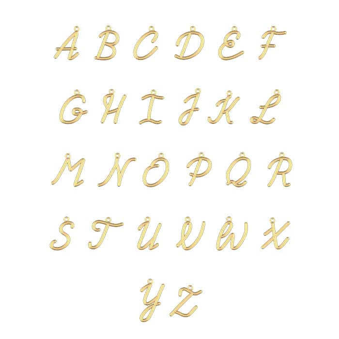 Plain Gold Script Initial Necklace in 14K Gold — view 4