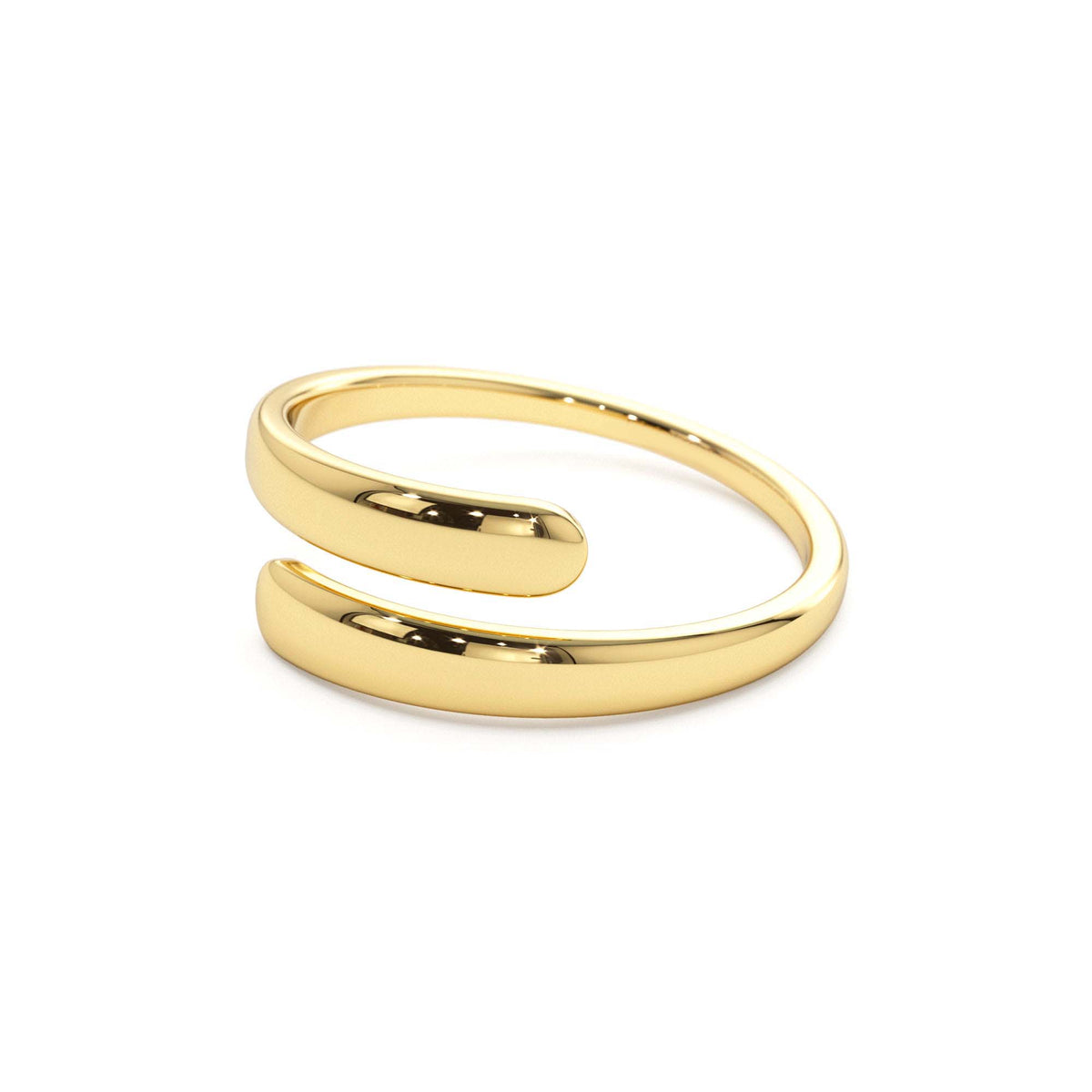 Plain Gold Crossover Ring in 14K Gold — view 2