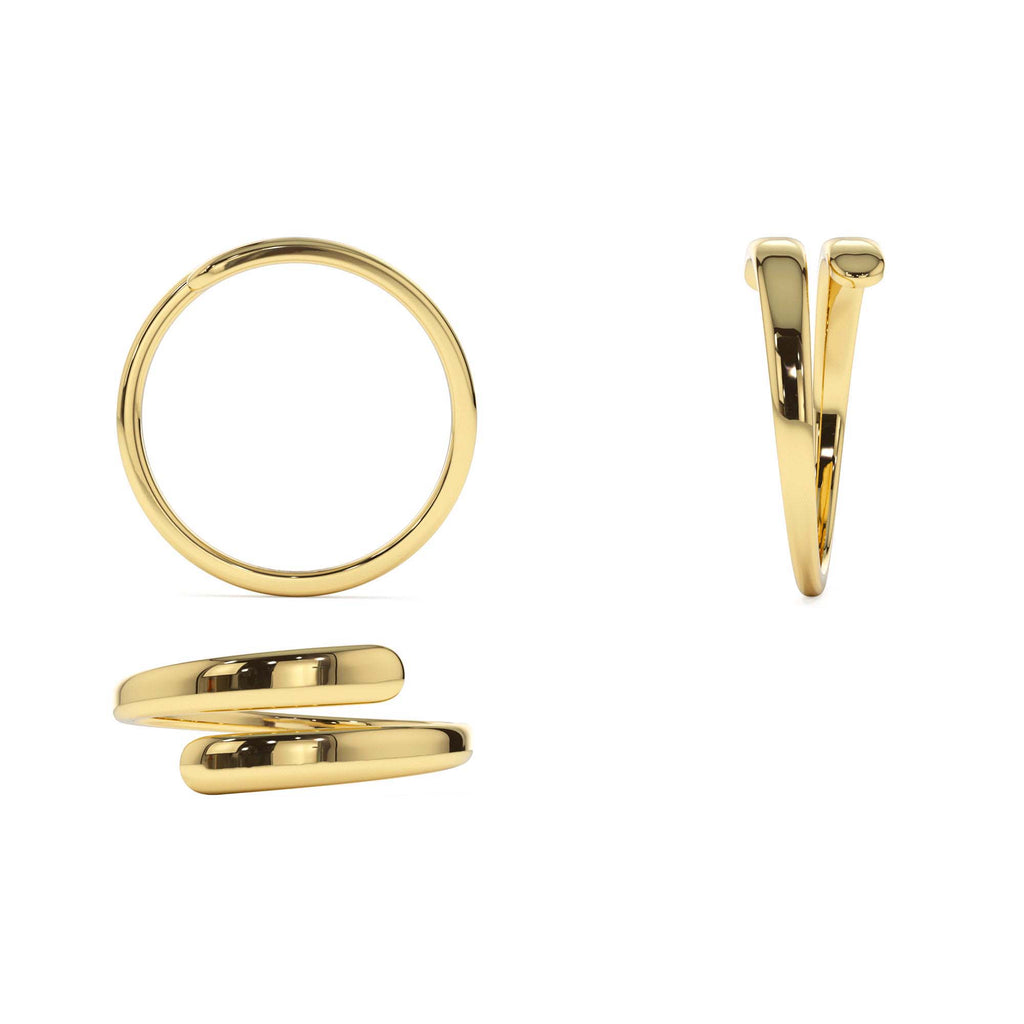 Plain Gold Crossover Ring in 14K Gold — view 3