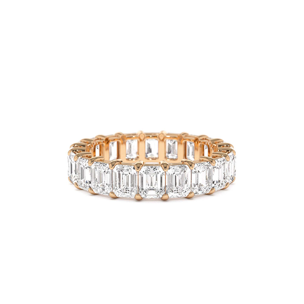 4.5 CTW Prong Setting Full Eternity Emerald Lab-Grown Diamond Ring in 14K Gold — view 5