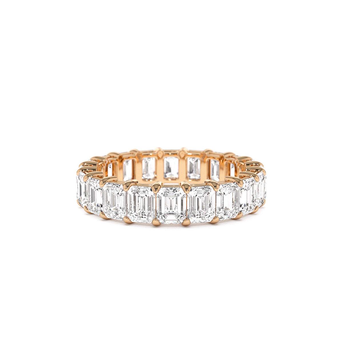 4.5 CTW Prong Setting Full Eternity Emerald Lab-Grown Diamond Ring in 14K Gold — view 5