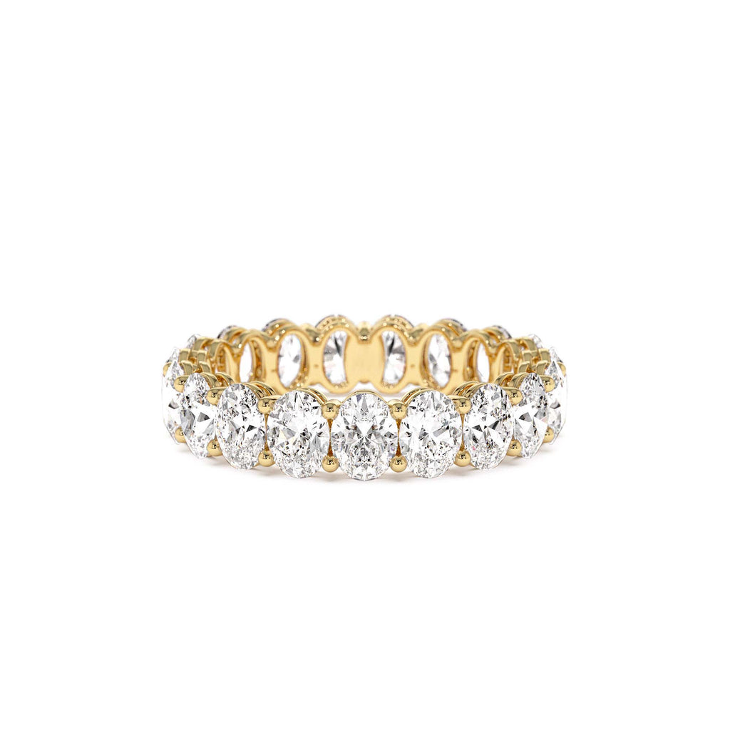 3.5 CTW Prong Setting Full Eternity Oval Shape Lab-Grown Diamond Ring in 14K Gold — view 1