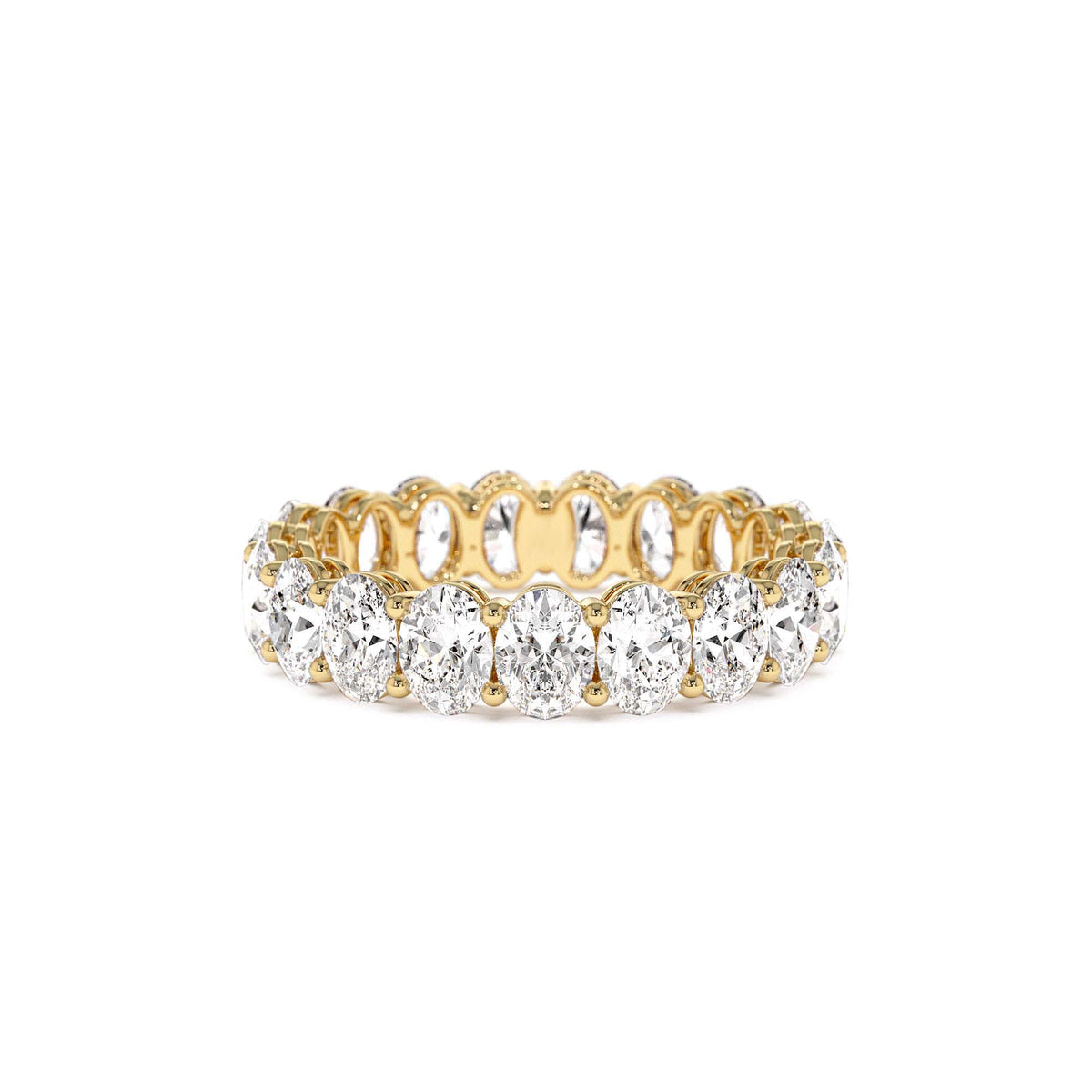 3.5 CTW Prong Setting Full Eternity Oval Shape Lab-Grown Diamond Ring in 14K Gold — view 1