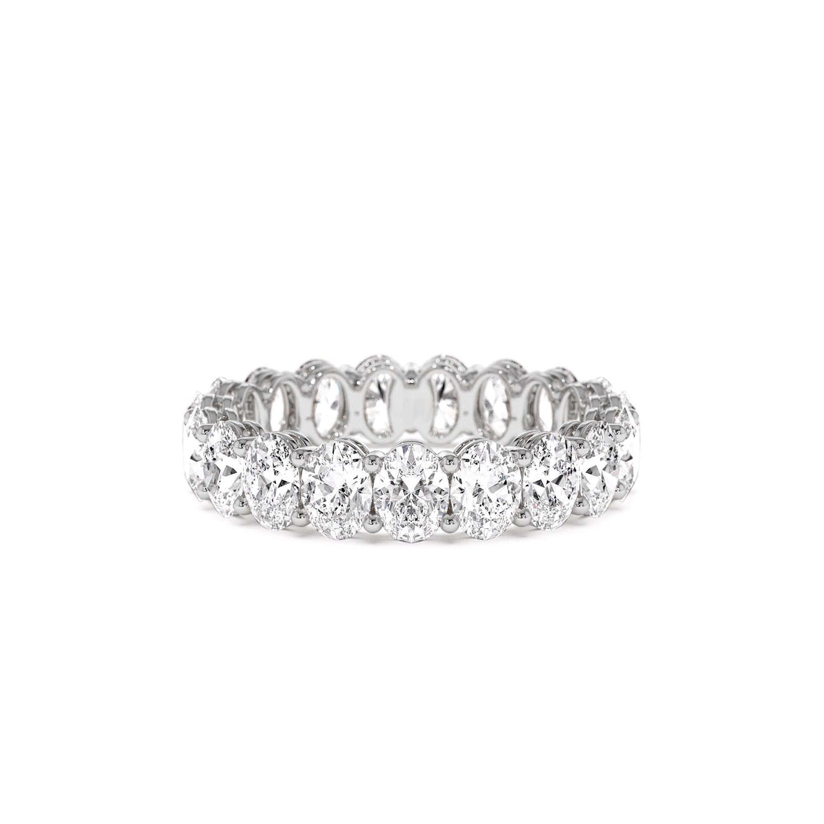 3.5 CTW Prong Setting Full Eternity Oval Shape Lab-Grown Diamond Ring in 14K Gold — view 4