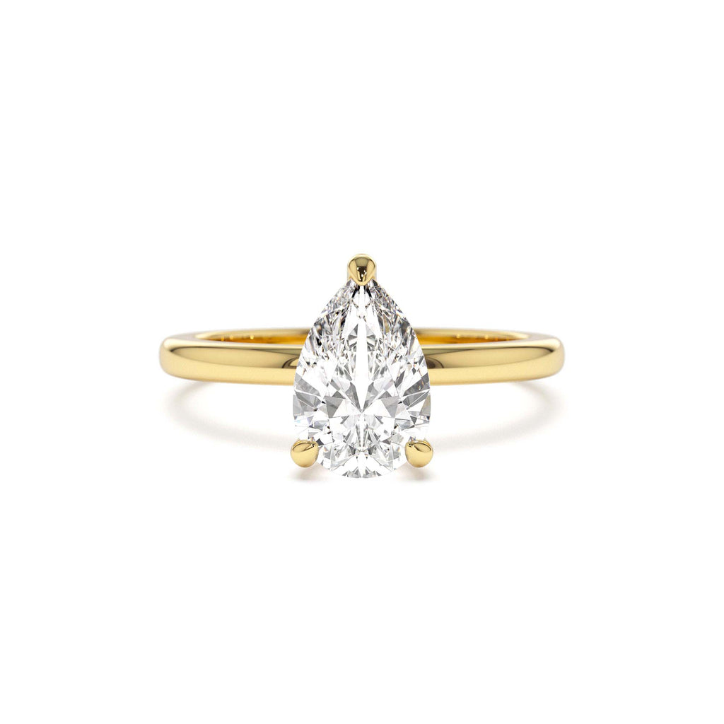 0.75 - 1.50 CTW Prong Setting Pear Shaped Lab-Grown Diamond Engagement Ring in 14K Gold — view 1