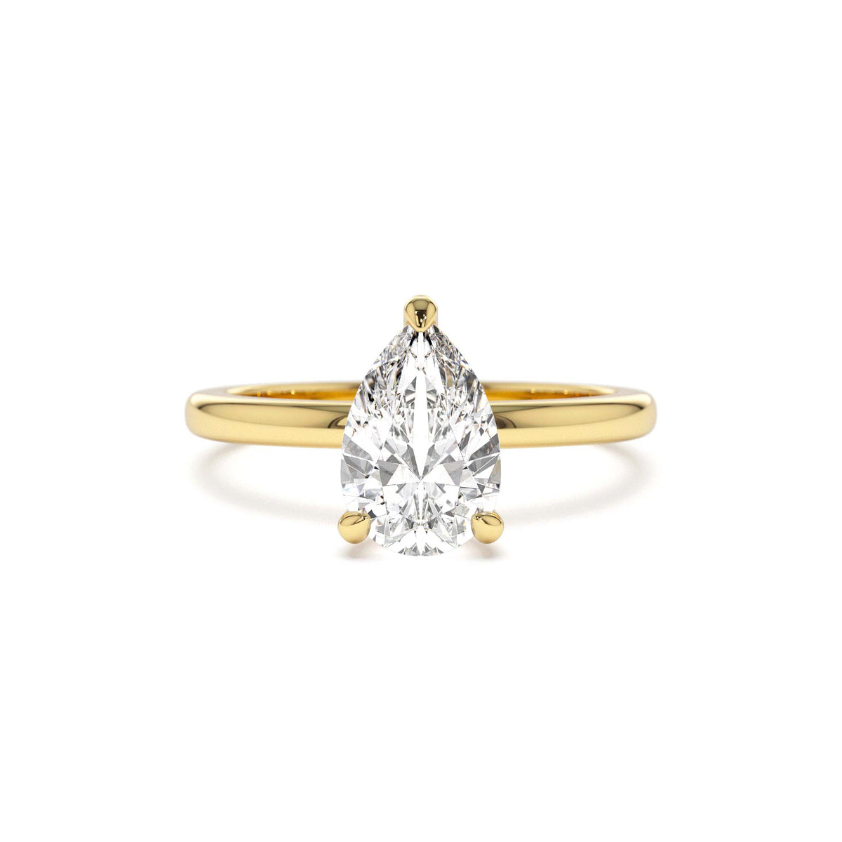 0.75 - 1.50 CTW Prong Setting Pear Shaped Lab-Grown Diamond Engagement Ring in 14K Gold — view 1