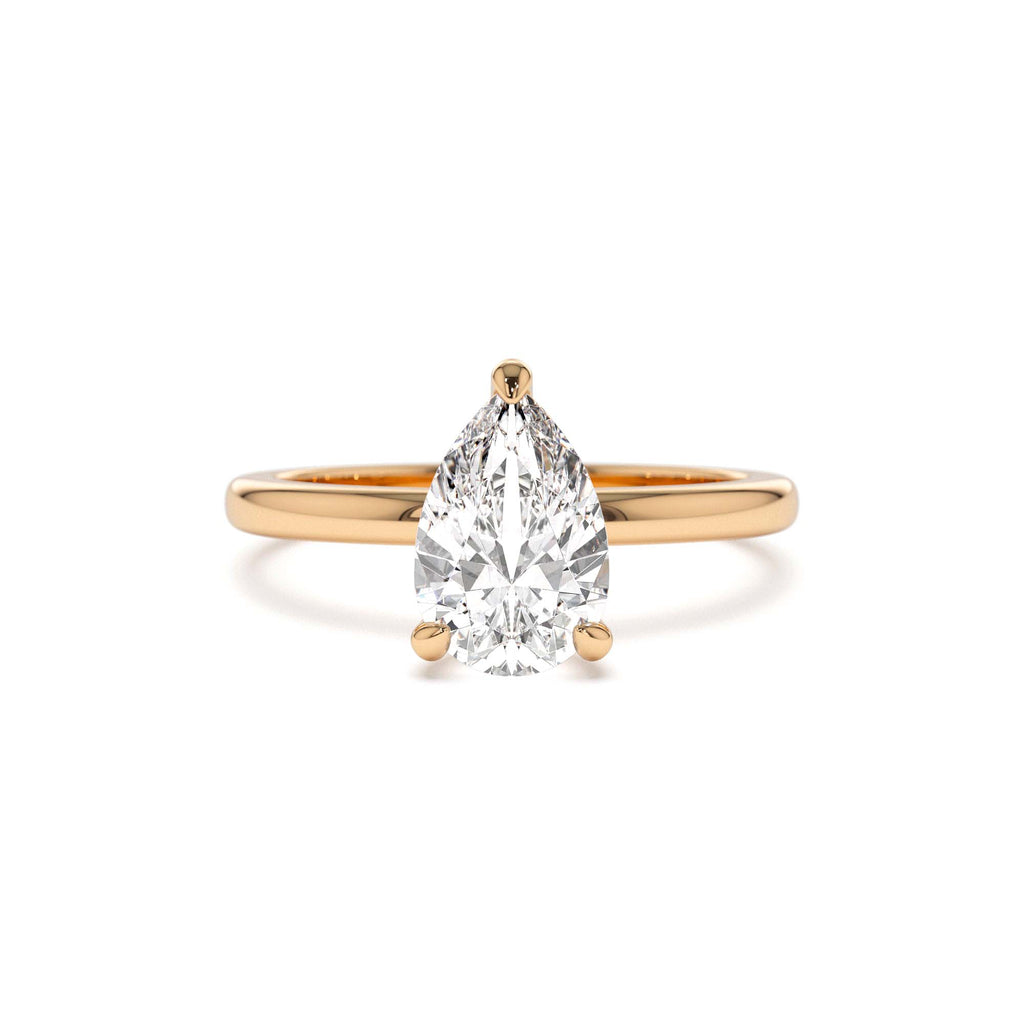 0.75 - 1.50 CTW Prong Setting Pear Shaped Lab-Grown Diamond Engagement Ring in 14K Gold — view 5