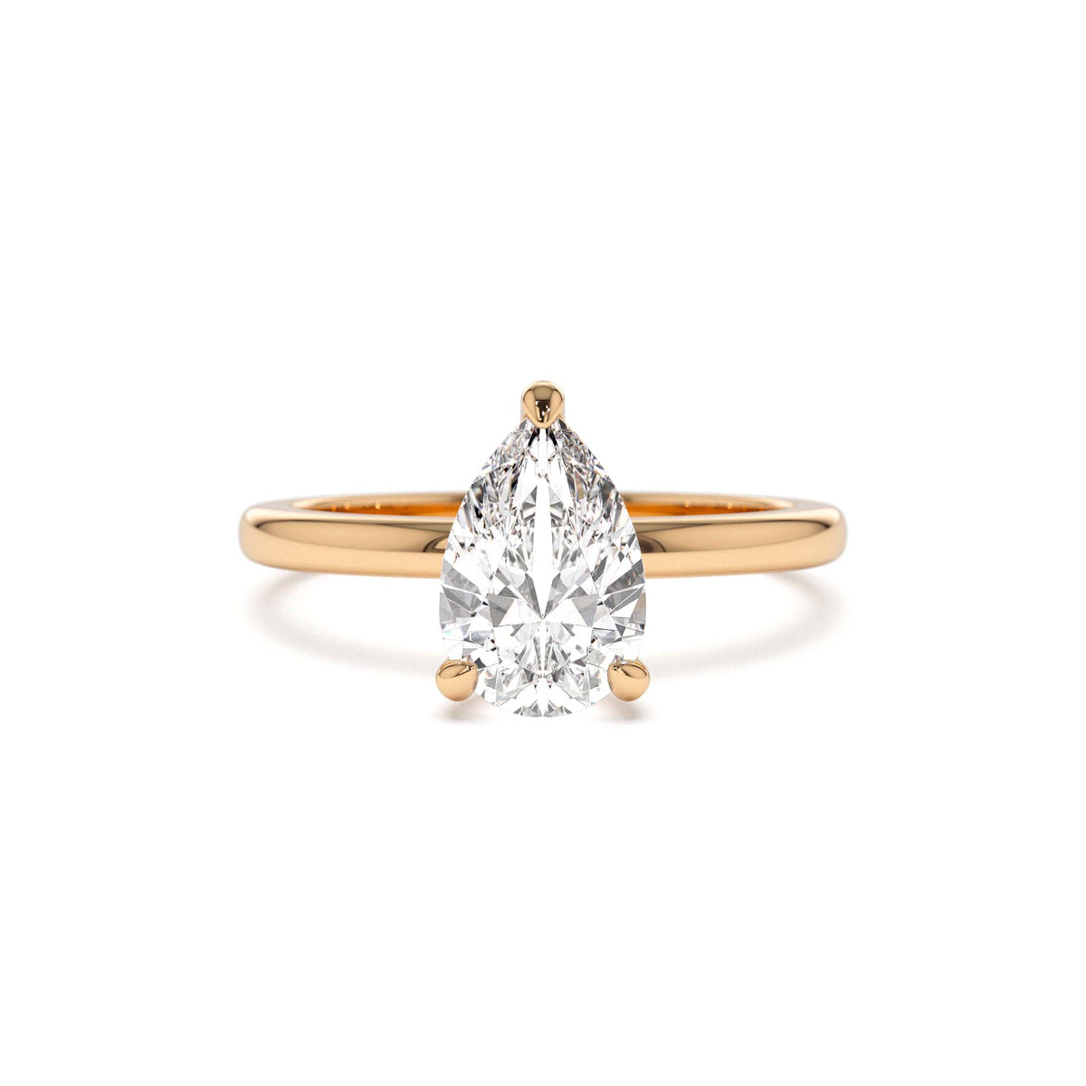 0.75 - 1.50 CTW Prong Setting Pear Shaped Lab-Grown Diamond Engagement Ring in 14K Gold — view 5