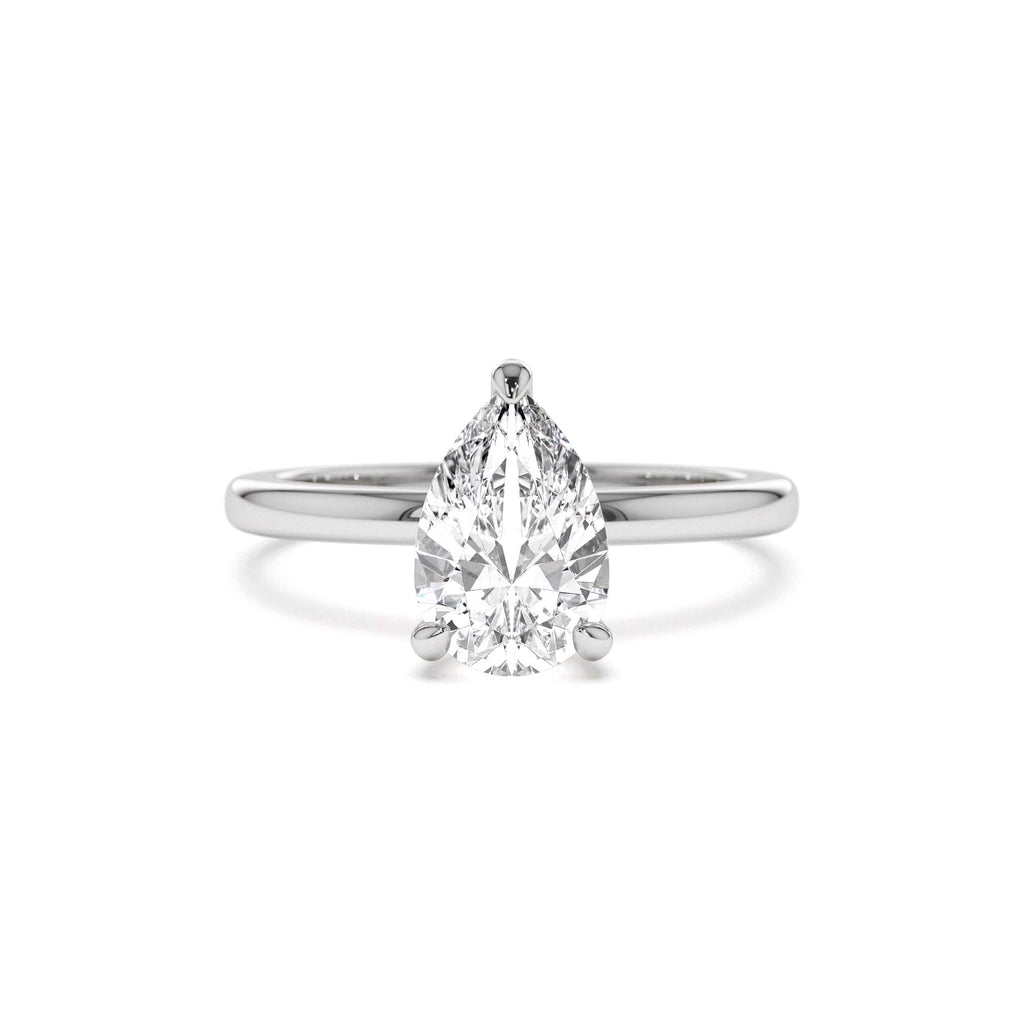 0.75 - 1.50 CTW Prong Setting Pear Shaped Lab-Grown Diamond Engagement Ring in 14K Gold — view 4