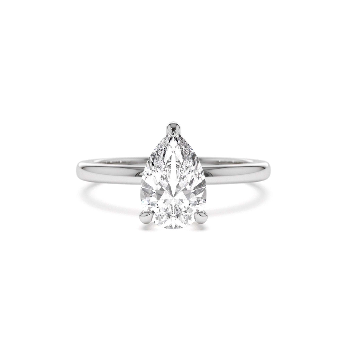0.75 - 1.50 CTW Prong Setting Pear Shaped Lab-Grown Diamond Engagement Ring in 14K Gold — view 4