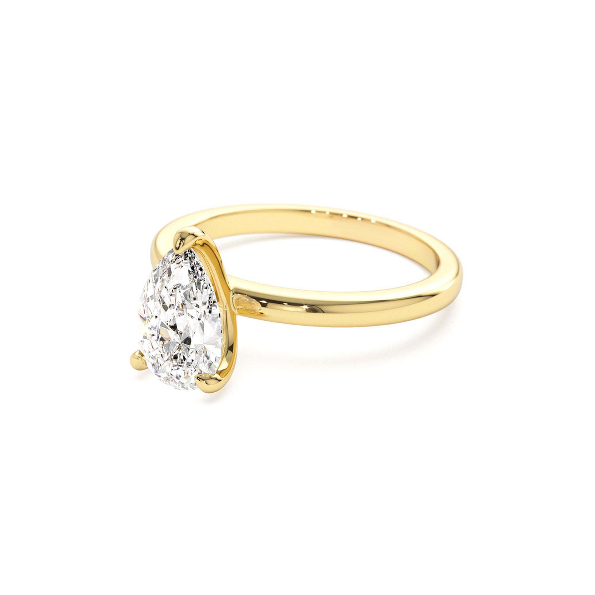 0.75 - 1.50 CTW Prong Setting Pear Shaped Lab-Grown Diamond Engagement Ring in 14K Gold — view 2
