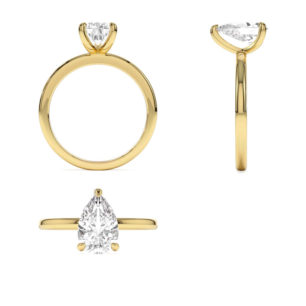 0.75 - 1.50 CTW Prong Setting Pear Shaped Lab-Grown Diamond Engagement Ring in 14K Gold — view 3