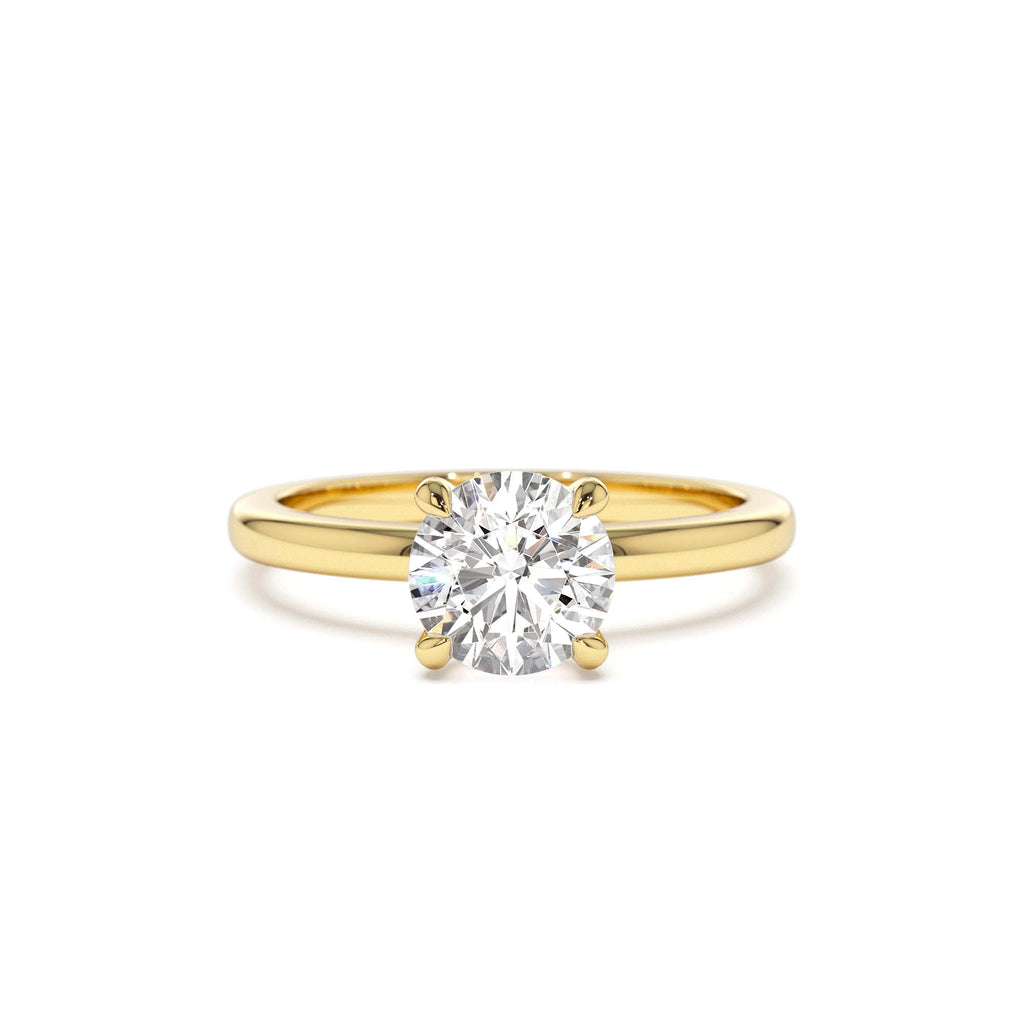 0.75 - 1.50 CTW Four Prong Setting Round Shape Lab-Grown Diamond Engagement Ring in 14K Gold — view 1