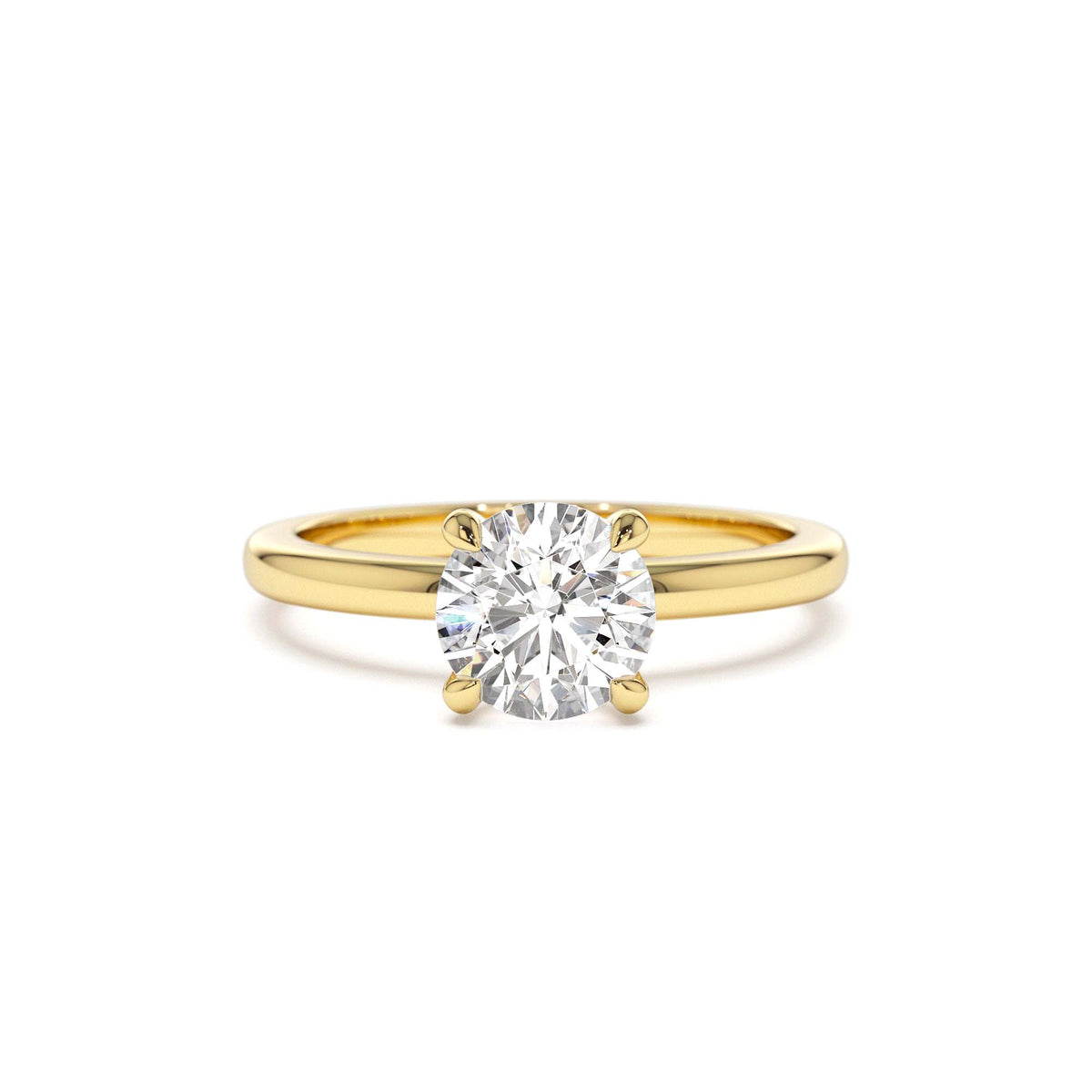 0.75 - 1.50 CTW Four Prong Setting Round Shape Lab-Grown Diamond Engagement Ring in 14K Gold — view 1