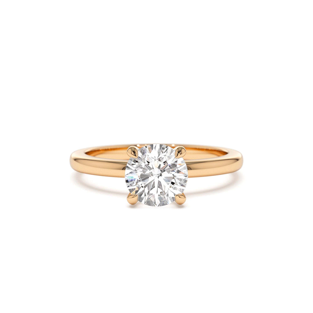 0.75 - 1.50 CTW Four Prong Setting Round Shape Lab-Grown Diamond Engagement Ring in 14K Gold — view 5