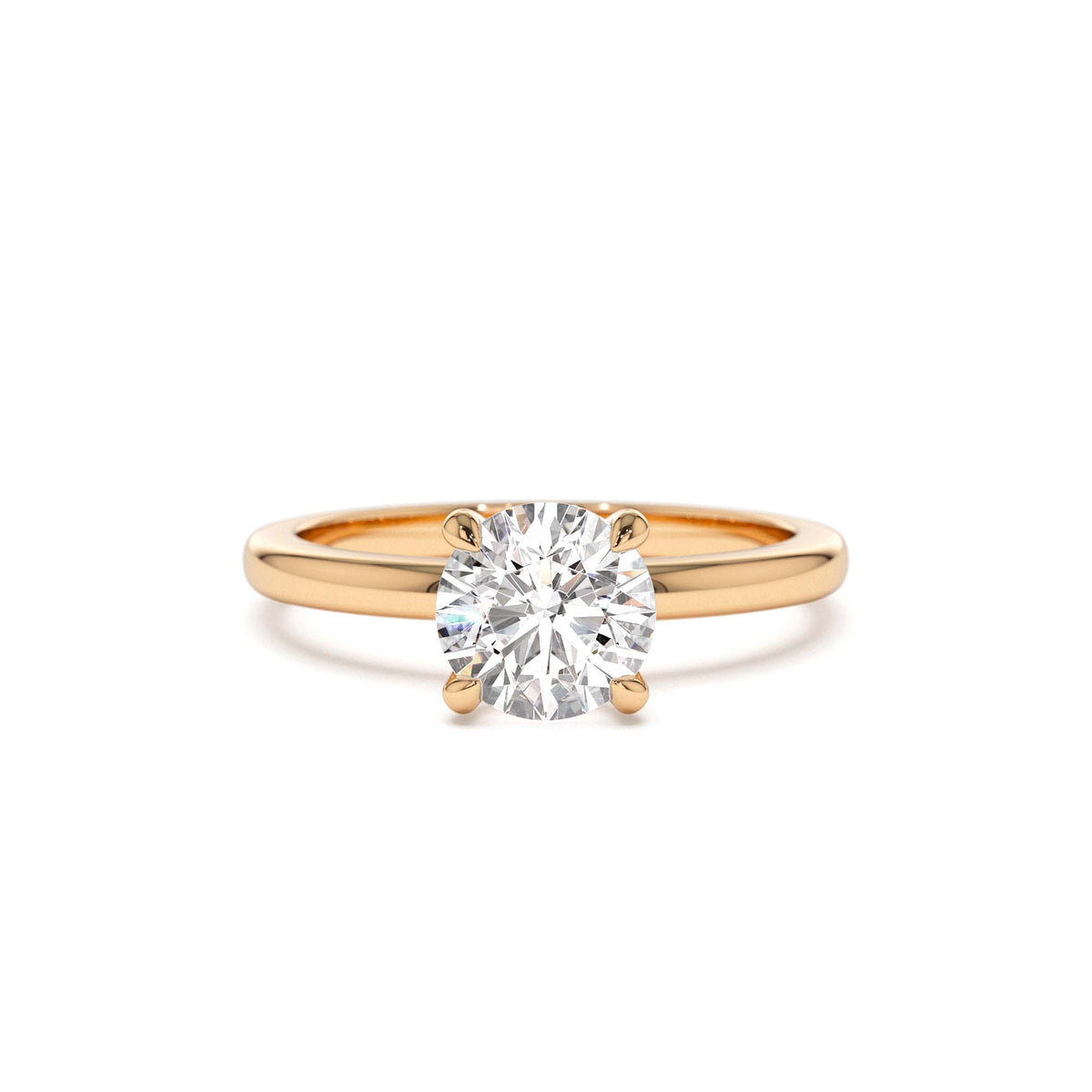0.75 - 1.50 CTW Four Prong Setting Round Shape Lab-Grown Diamond Engagement Ring in 14K Gold — view 5