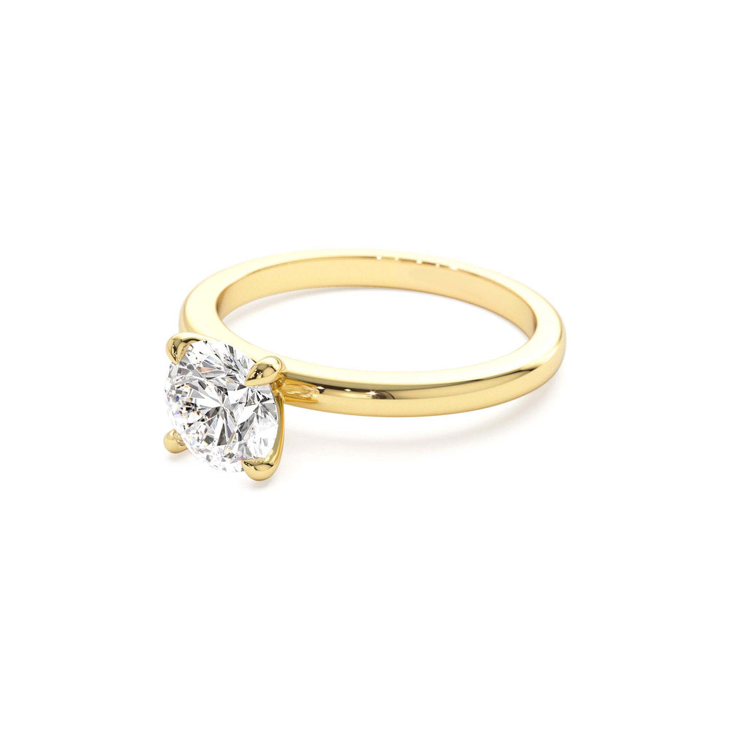 0.75 - 1.50 CTW Four Prong Setting Round Shape Lab-Grown Diamond Engagement Ring in 14K Gold — view 2
