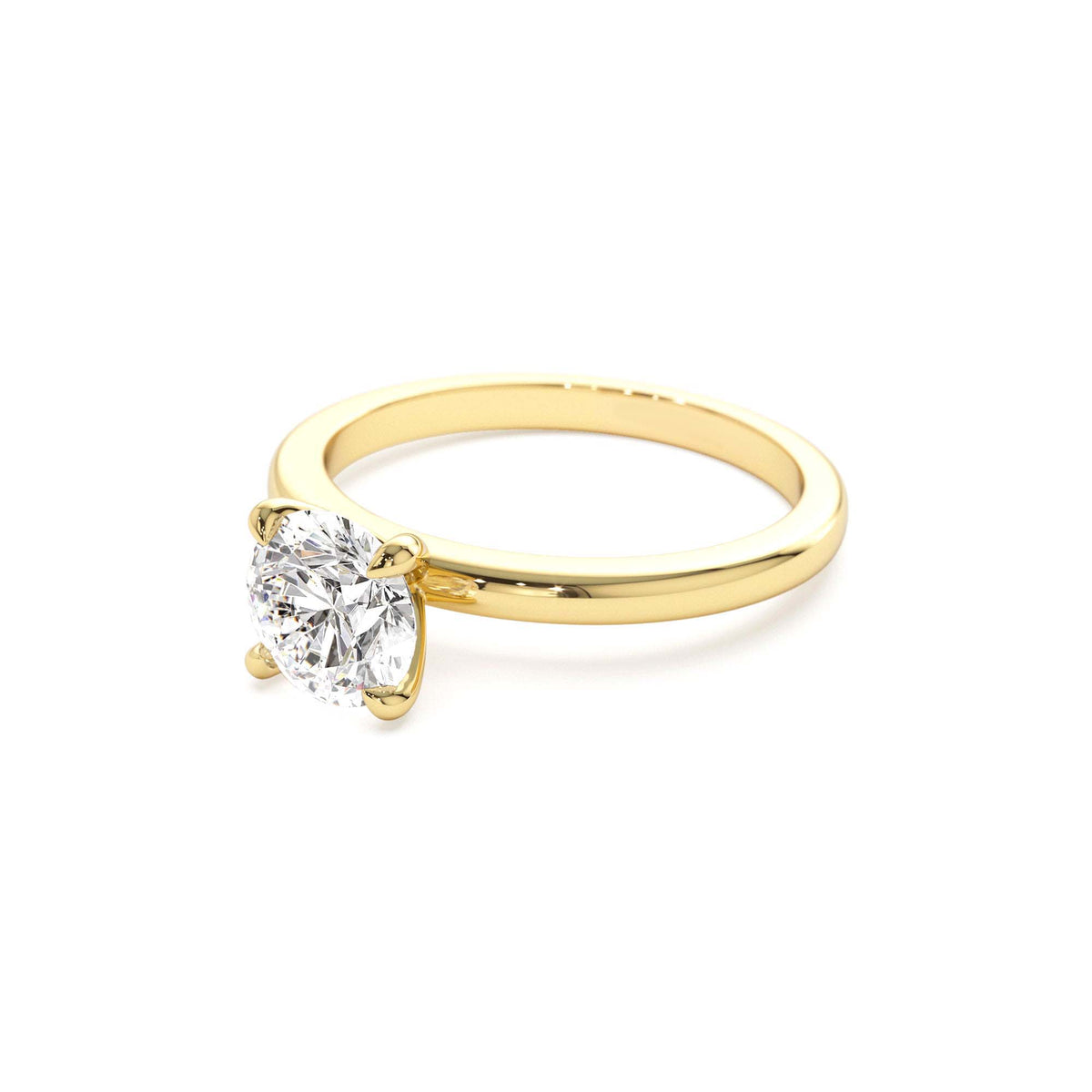 0.75 - 1.50 CTW Four Prong Setting Round Shape Lab-Grown Diamond Engagement Ring in 14K Gold — view 2