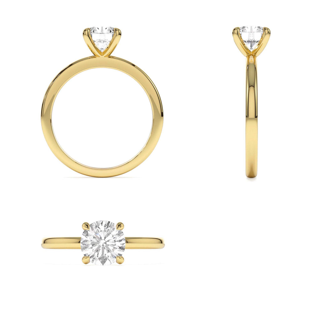 0.75 - 1.50 CTW Four Prong Setting Round Shape Lab-Grown Diamond Engagement Ring in 14K Gold — view 3
