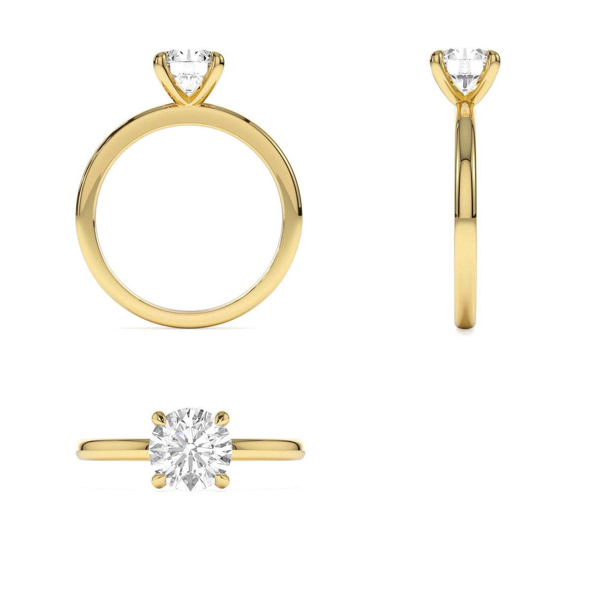 0.75 - 1.50 CTW Four Prong Setting Round Shape Lab-Grown Diamond Engagement Ring in 14K Gold — view 3