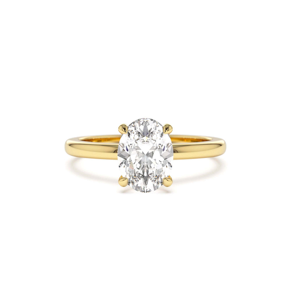 0.75 - 1.50 CTW Four Prong Setting Oval Shaped Lab-Grown Diamond Engagement Ring in 14K Gold — view 1