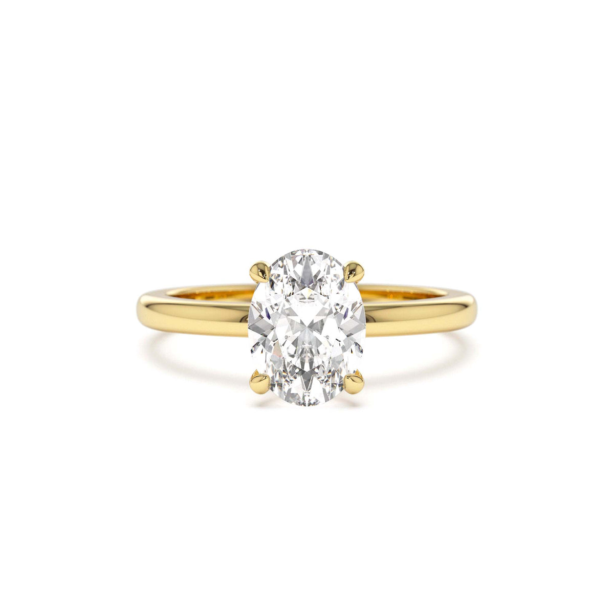 0.75 - 1.50 CTW Four Prong Setting Oval Shaped Lab-Grown Diamond Engagement Ring in 14K Gold — view 1