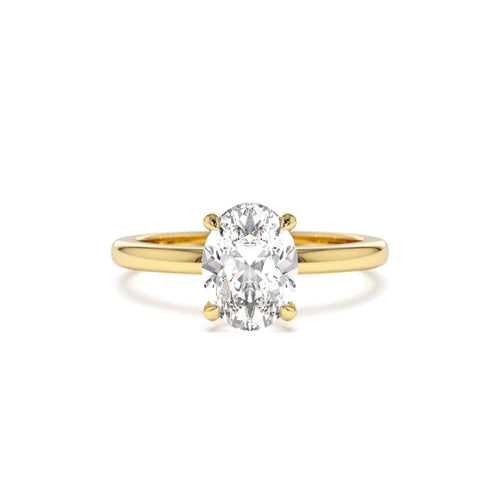 0.75 - 1.50 CTW Four Prong Setting Oval Shaped Lab-Grown Diamond Engagement Ring in 14K Gold — view 1