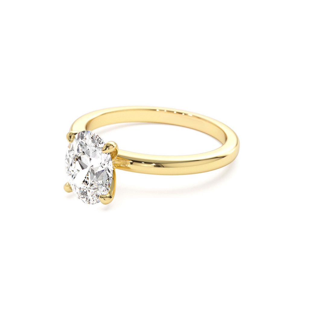 0.75 - 1.50 CTW Four Prong Setting Oval Shaped Lab-Grown Diamond Engagement Ring in 14K Gold — view 2
