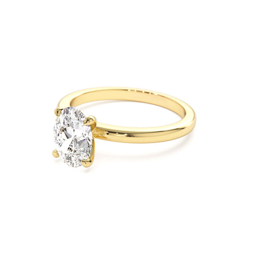 0.75 - 1.50 CTW Four Prong Setting Oval Shaped Lab-Grown Diamond Engagement Ring in 14K Gold — view 2