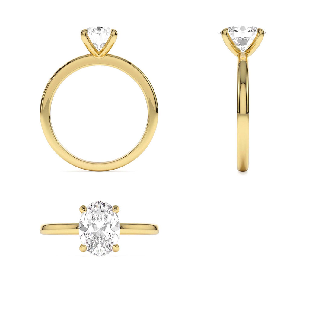 0.75 - 1.50 CTW Four Prong Setting Oval Shaped Lab-Grown Diamond Engagement Ring in 14K Gold — view 3