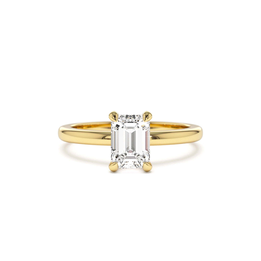 0.75 - 1.50 CTW Four Prong Setting Emerald Cut Lab-Grown Diamond Engagement Ring in 14K Gold — view 1