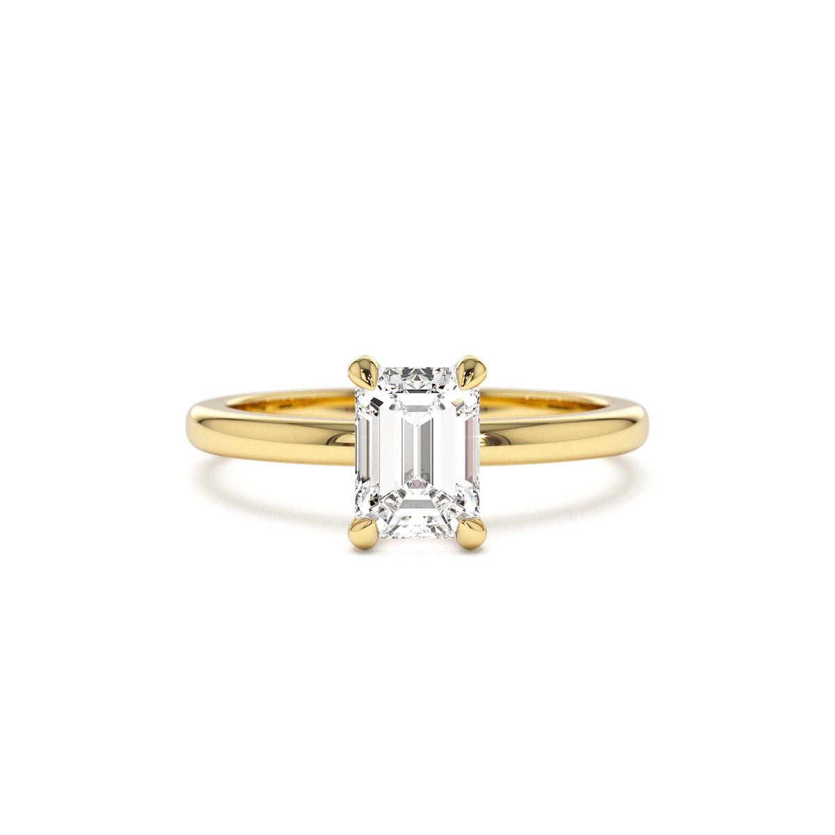 0.75 - 1.50 CTW Four Prong Setting Emerald Cut Lab-Grown Diamond Engagement Ring in 14K Gold — view 1
