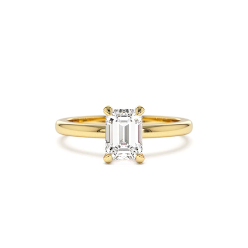 0.75 - 1.50 CTW Four Prong Setting Emerald Cut Lab-Grown Diamond Engagement Ring in 14K Gold — view 1