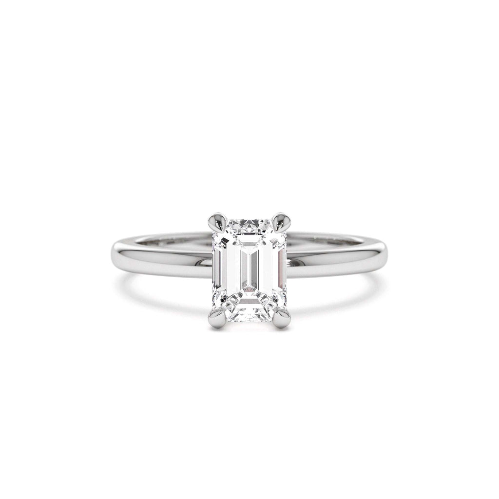 0.75 - 1.50 CTW Four Prong Setting Emerald Cut Lab-Grown Diamond Engagement Ring in 14K Gold — view 4