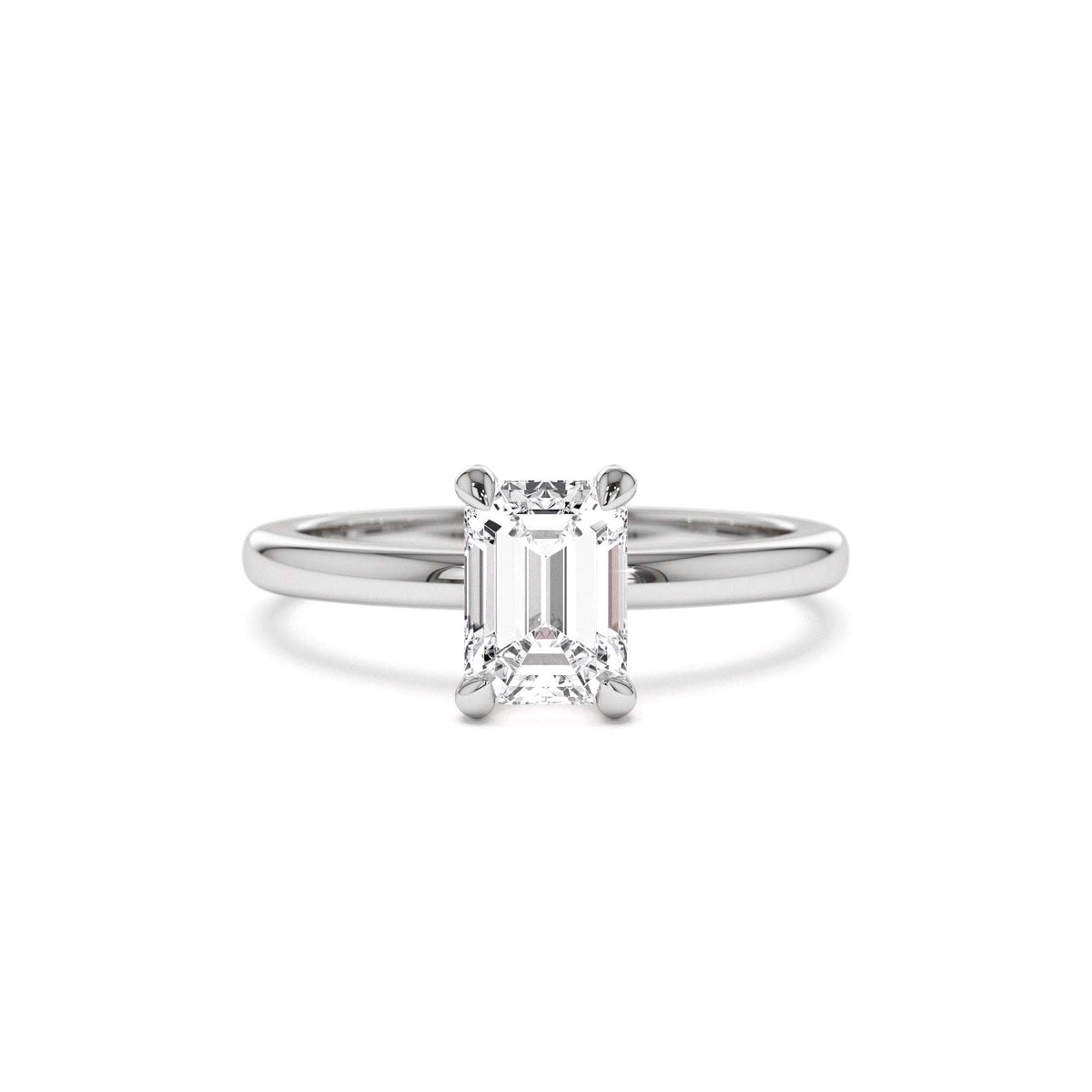 0.75 - 1.50 CTW Four Prong Setting Emerald Cut Lab-Grown Diamond Engagement Ring in 14K Gold — view 4