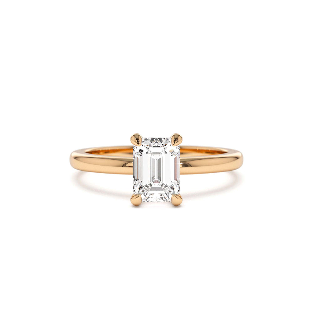 0.75 - 1.50 CTW Four Prong Setting Emerald Cut Lab-Grown Diamond Engagement Ring in 14K Gold — view 5