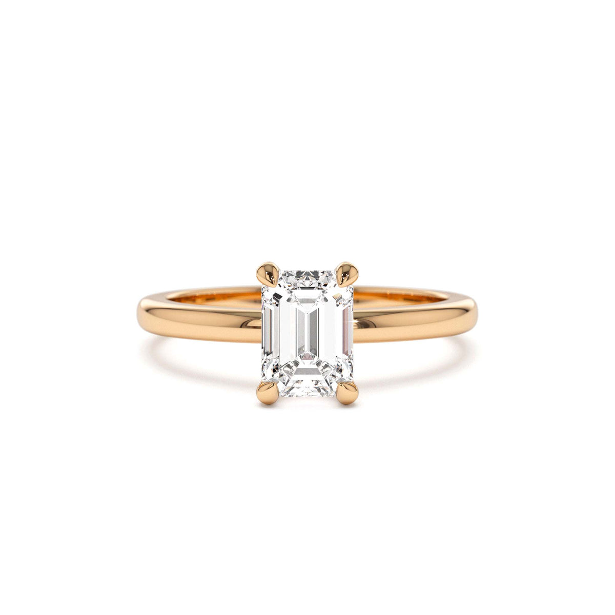0.75 - 1.50 CTW Four Prong Setting Emerald Cut Lab-Grown Diamond Engagement Ring in 14K Gold — view 5