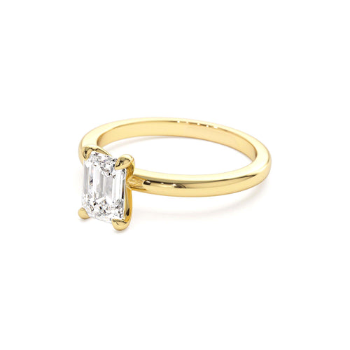 0.75 - 1.50 CTW Four Prong Setting Emerald Cut Lab-Grown Diamond Engagement Ring in 14K Gold — view 2